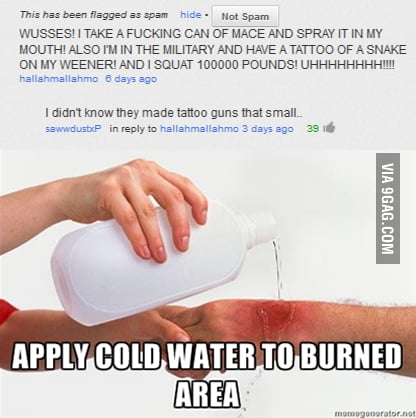 Apply cold water to burned area - 9GAG