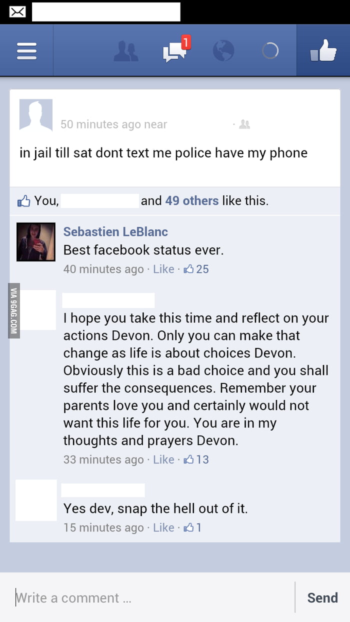 Best Facebook status ever. 9GAG