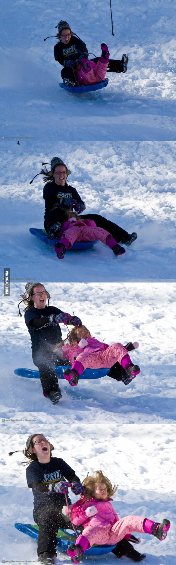 At least one of them was having fun sledding.