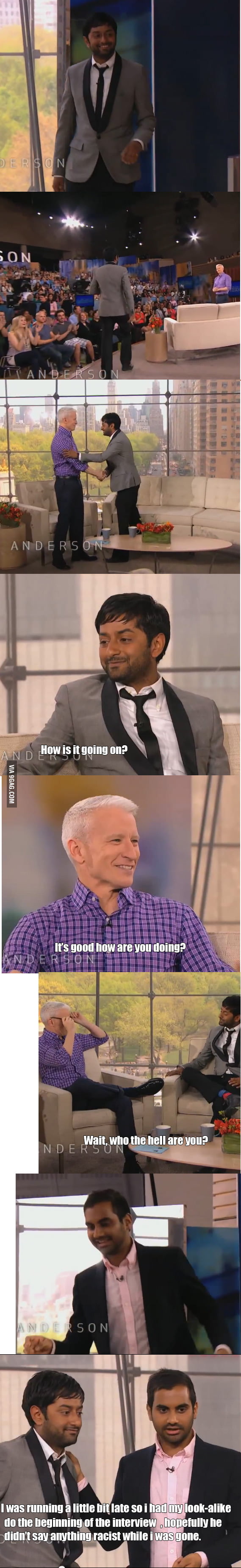 Aziz Ansari's look-alike fools Anderson? - 9GAG