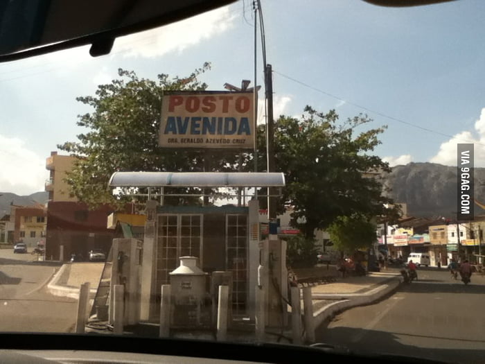 I think this is the smallest gas station in the world... 9GAG