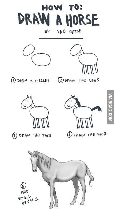 How to draw a horse step by step - 9GAG