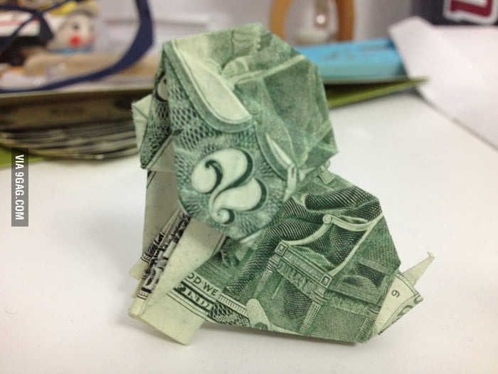 Origami money dog!!!!! 9GAG