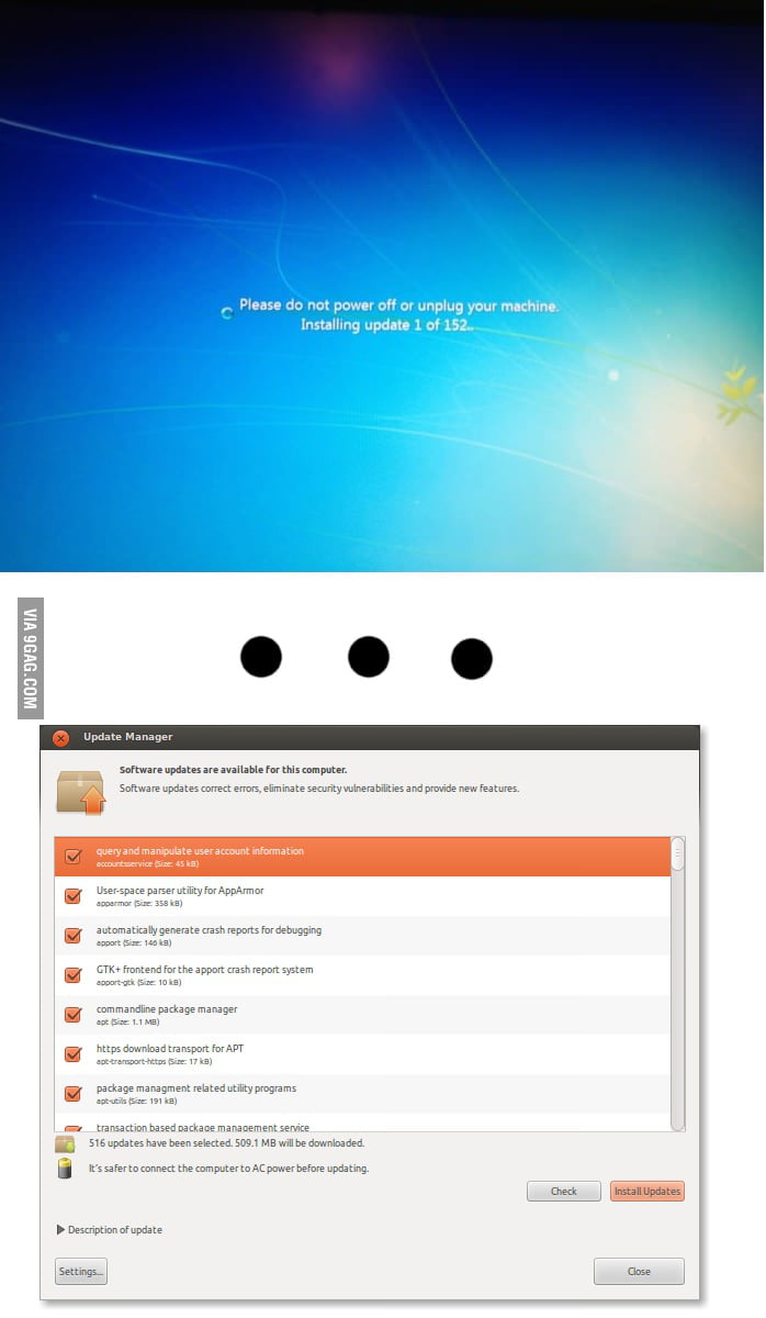 So I saw this post about updates... - 9GAG
