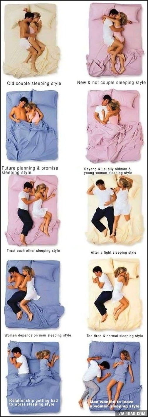 Couple's sleeping positions - 9GAG.