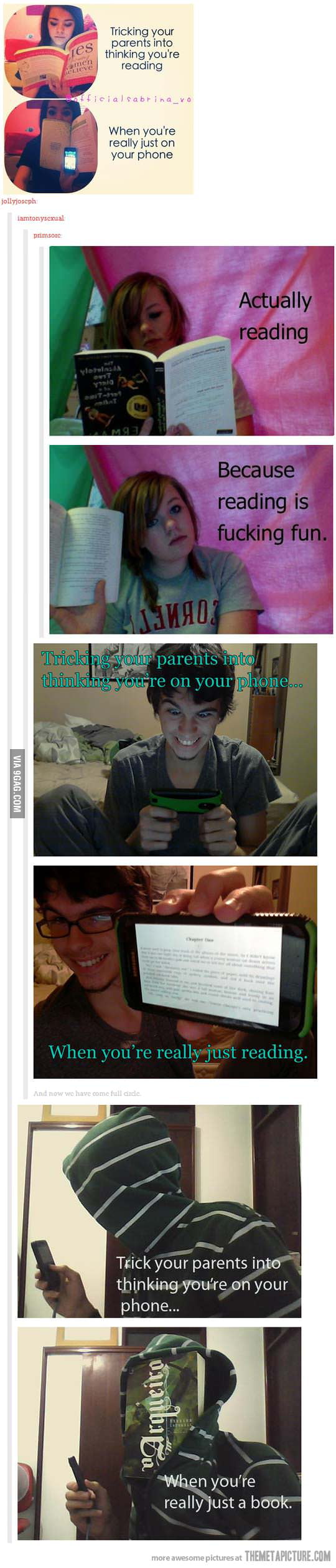Reading a book - 9GAG