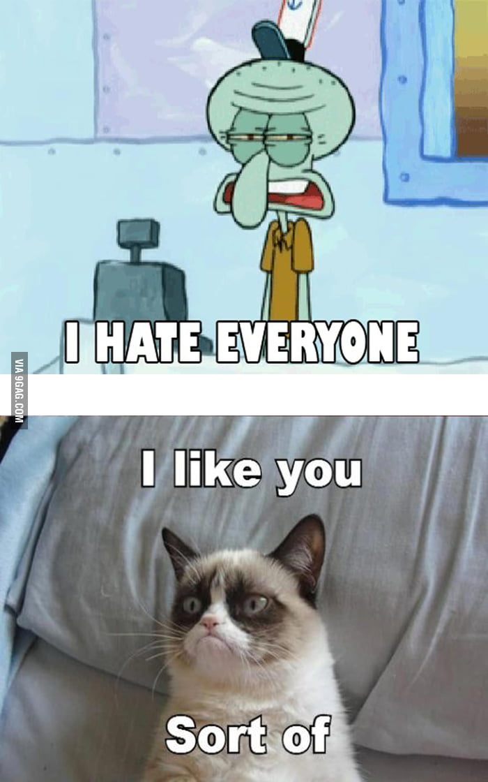 Just Grumpy Cat and Squidward - 9GAG