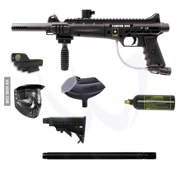 Tippmann US Army Carver One CQB Paintball Gun Kit 18" Tactic 9GAG