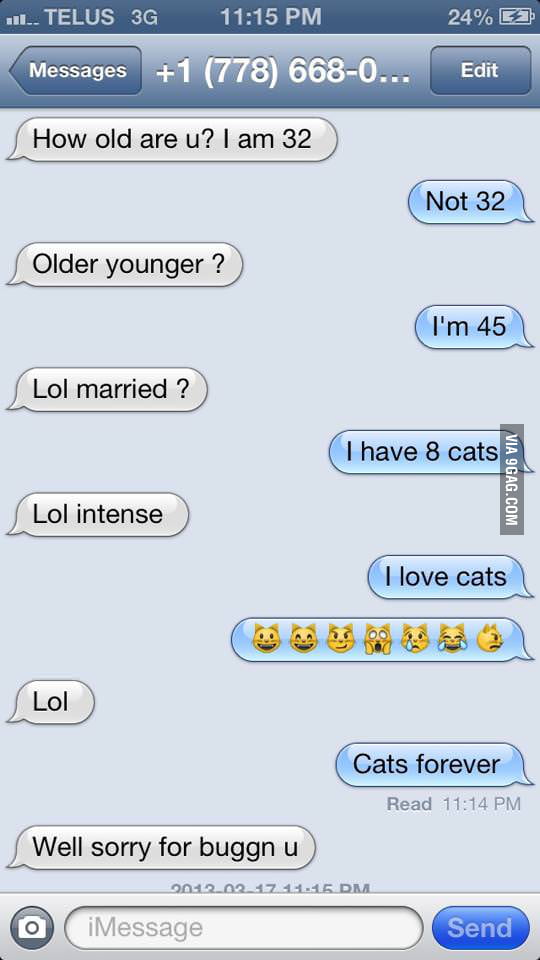 How to respond to strangers texting you 9GAG