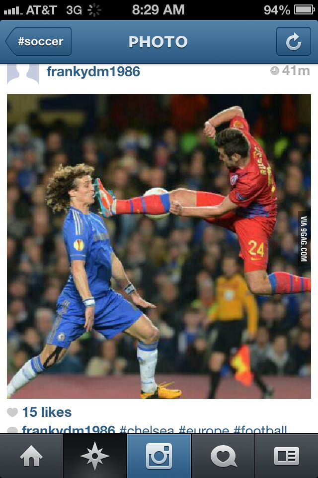 Super soccer kick to face 9GAG