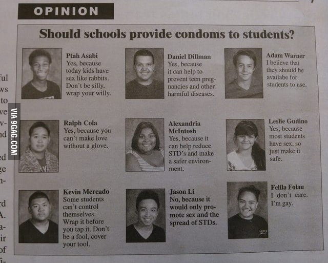 Should Schools Provide Condoms To Students 9gag
