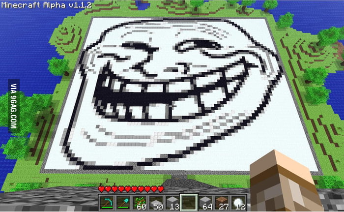 Troll Face map art I made on my SMP a while back :) : r/Minecraft