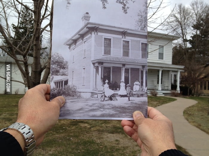 My grandparents 150yearold house in the early 1900s , and now. 9GAG