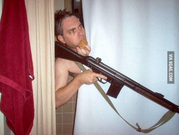 I was eating a cookie in the shower when I heard a noise - 9GAG