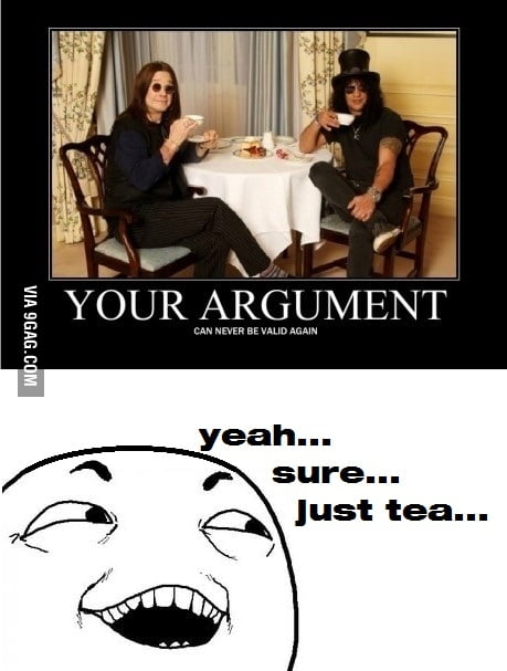 slash and ozzy drinking tea