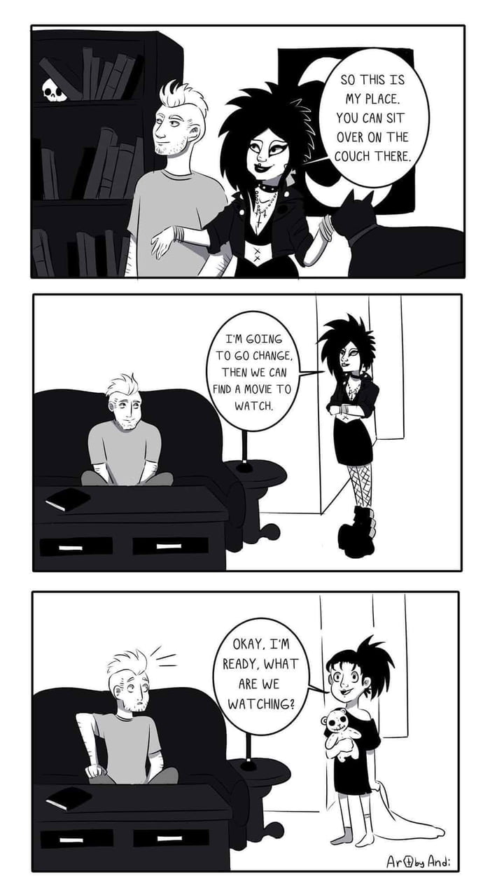 Goth girl on the streets, cute girl on the sofa - 9GAG