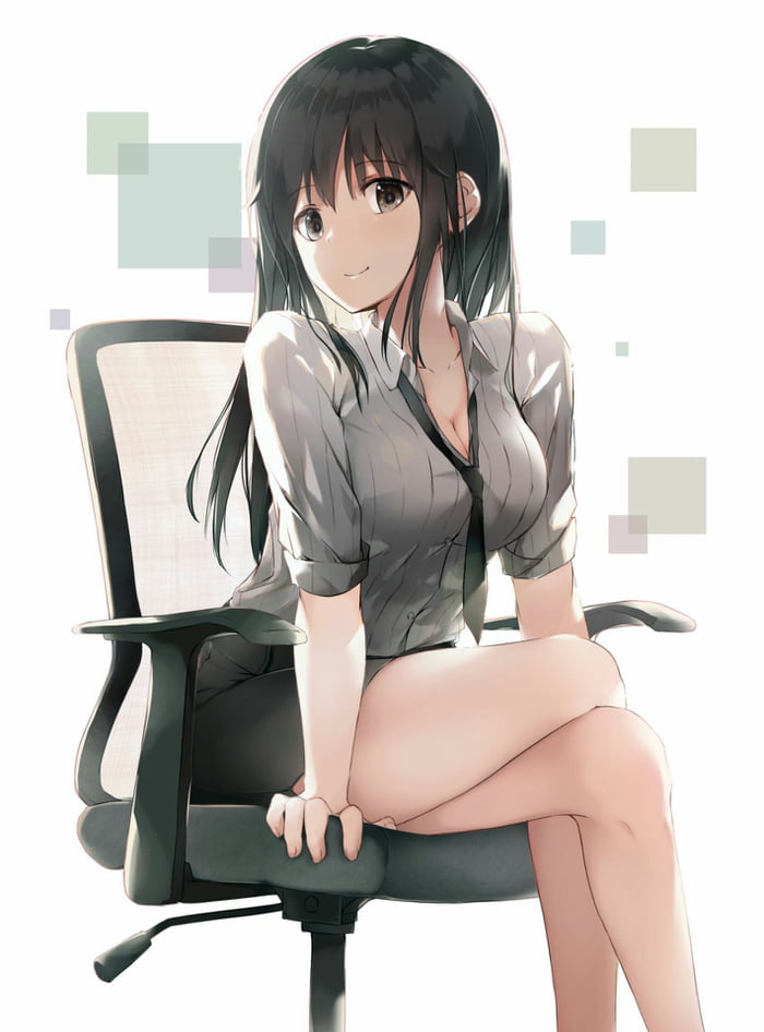 Anime long hair dildo secretary