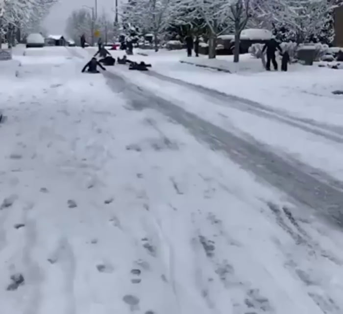 Someone called the police on kids sledding down a road so the cops investigated