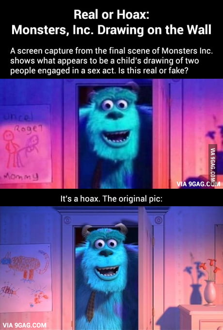 Real Or Hoax Monsters Inc Drawing On The Wall 9gag