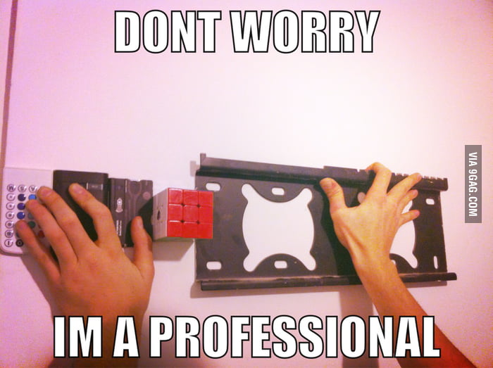 Tried to put up the TV straight for my brother. - 9GAG