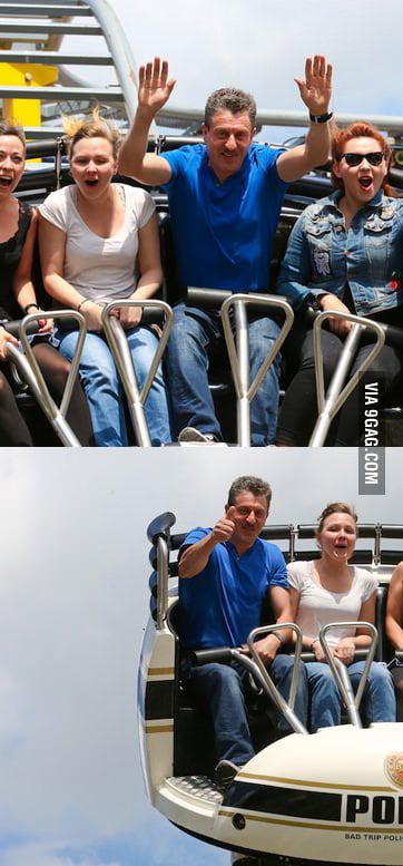 Ridiculously Photogenic Grandpa on roller coaster 9GAG