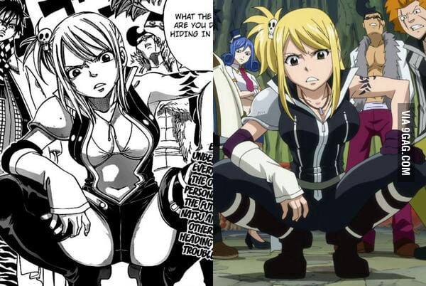 Lucy In Fairy Tail Manga Vs Lucy In Fairy Tail Anime No Words GAG