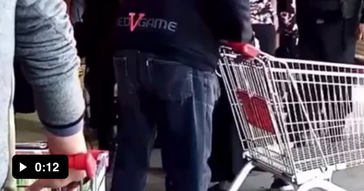 Crazy Chilean Karen kicks shopping cart, gets hit back. 9GAG