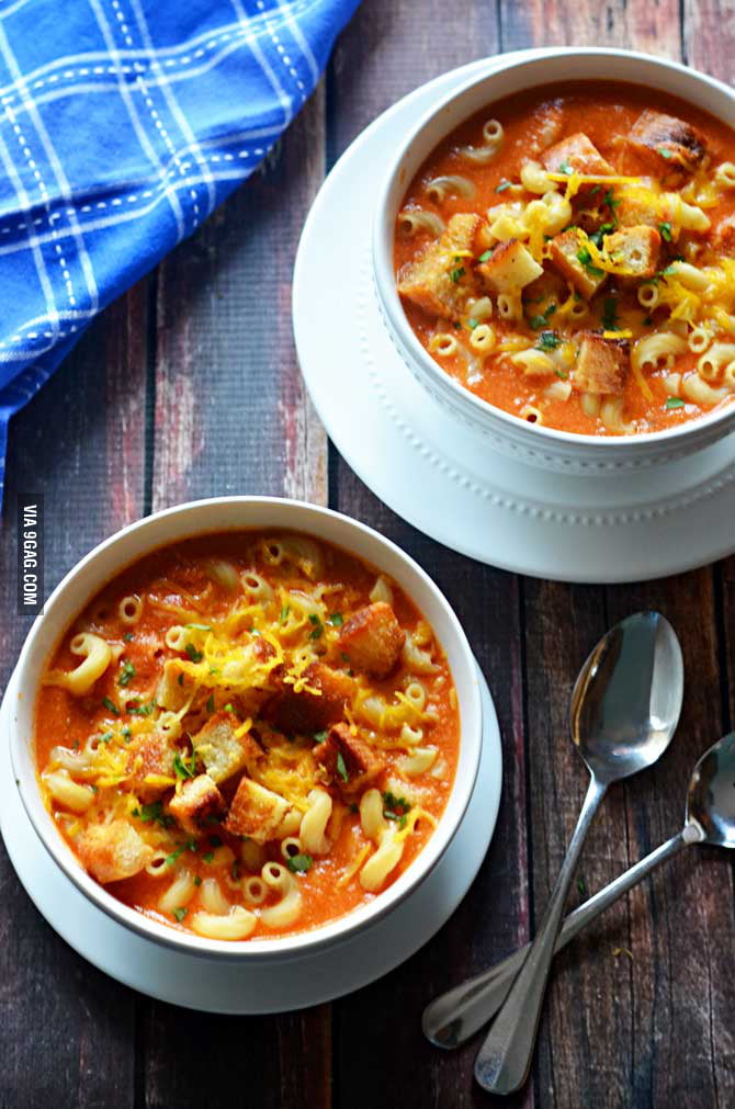 Mac n' Grilled Cheese Tomato Soup-- the ultimate comfort food! - 9GAG