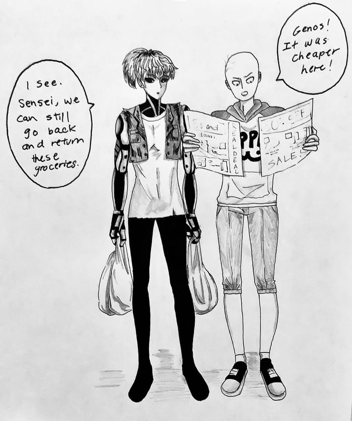 Saitama and Genos with a Jojo pose - 9GAG