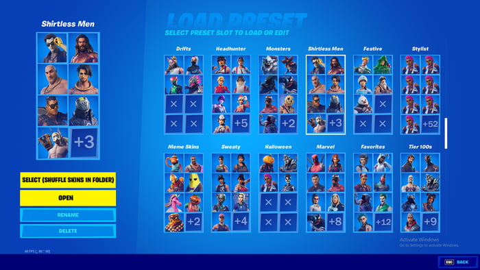 Concept for folders, a way to organize skins within your locker or ...