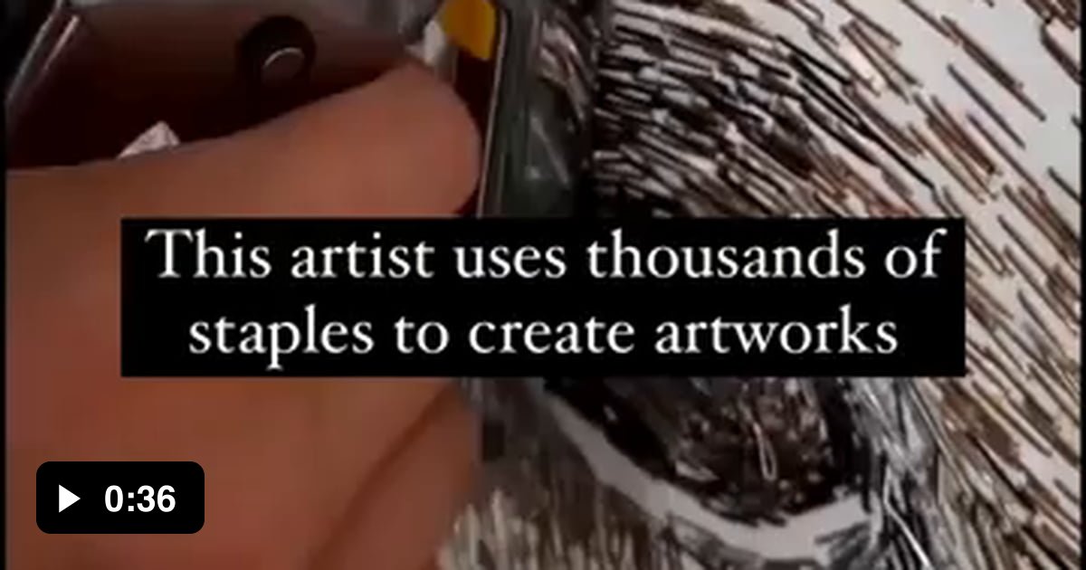 Creating portraits from staples - 9GAG