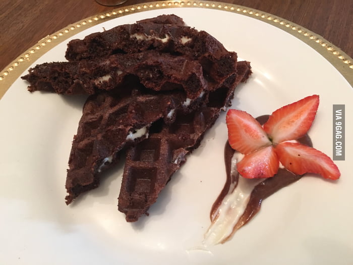 Chocolate waffle filled with cream! This was at my farm Finca Vista