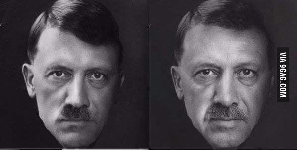 Adolf Hitler on the left, Turkish president Erdogan on the right. they ...