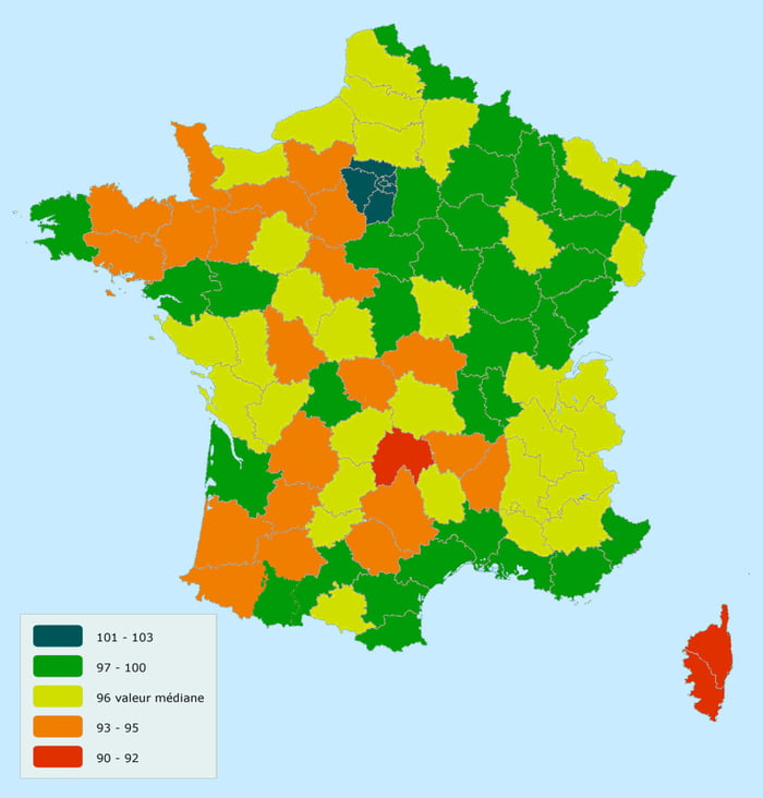 Qi moyen par d partement fran ais montrant les disparit s g ographiques