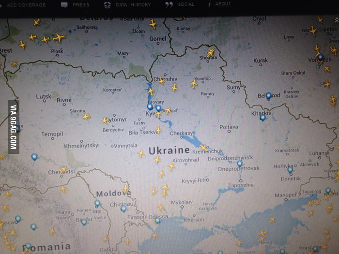 Commercial aircraft still fly over Ukraine 9GAG