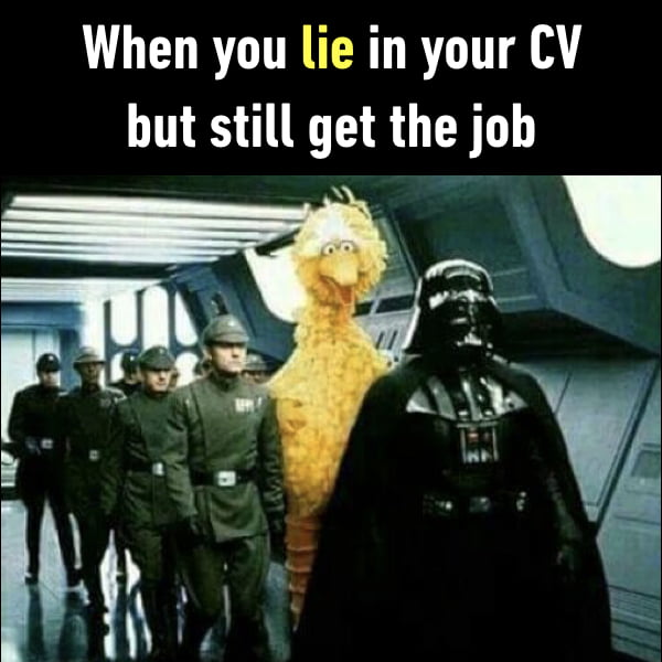 when you lie in your cv but still get the job