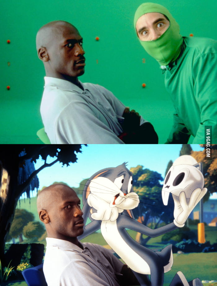 Michael Jordan in "Space Jam" before and after computer ...