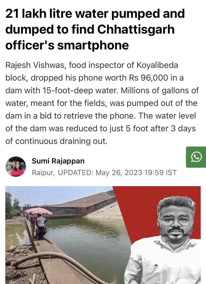 Drains Million Litres Of Water To Retrieve His Phone Gag