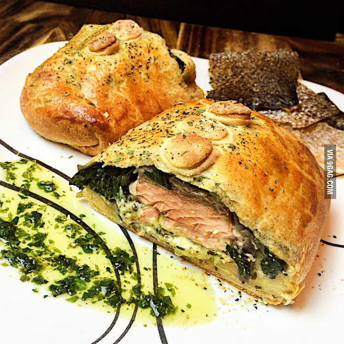 Salmon en Croute with Lemon Basil Gremolata and Crispy Skin 9GAG