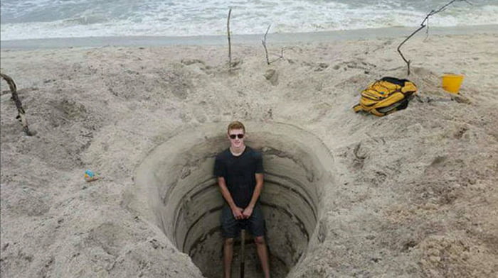 What S Up With Germans And Digging Holes In Beaches 9gag