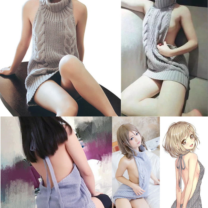 Hollow Out Virgin Killer Sweater Anime Cosplay Backless Knit Vest