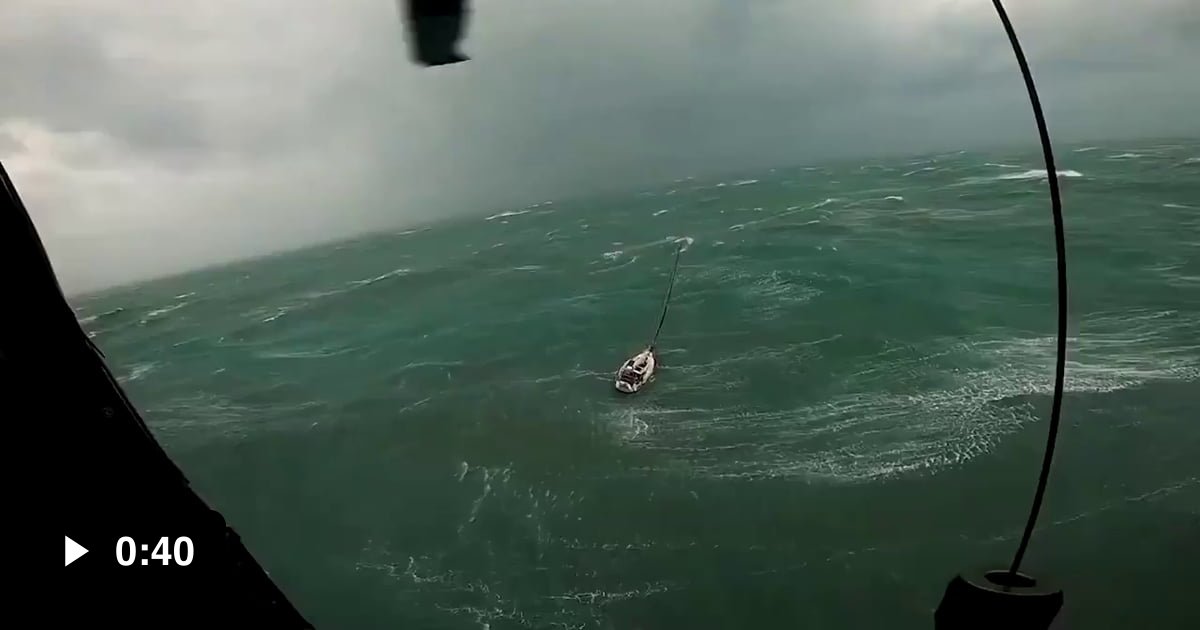 Video of the US coast guard rescuing a dude and his pup at sea after ...