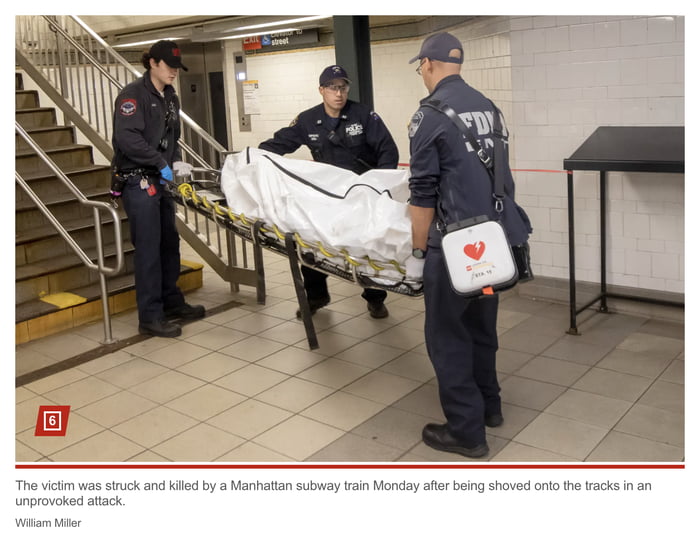 Someone got shoved in front of an NYC subway train and died today - 9GAG