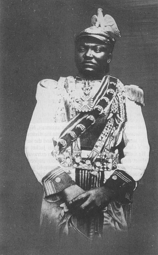 King Njoya of Bamum (Cameroon, West-Central Africa) wearing an imperial