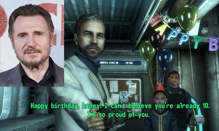 Started a new fallout 3 game for the 100th time and only noticed now that father voice actor is Liaam Neeson! - 9GAG