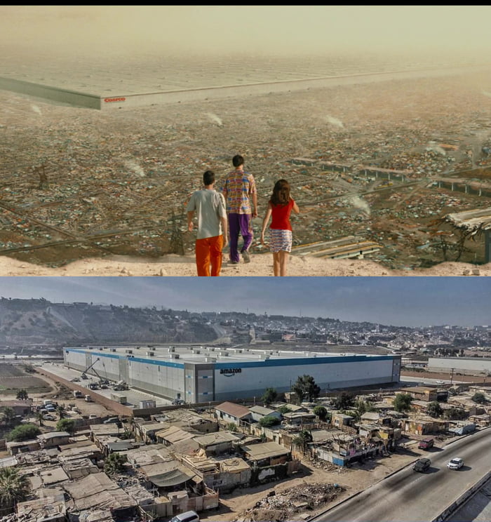 Costco warehouse in the movie Idiocracy (2006) vs Amazon warehouse in