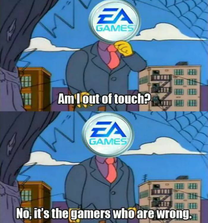 I was out. EA games Мем. Мем про EA геймс. Игровые студии мемы. Out of Touch игра.