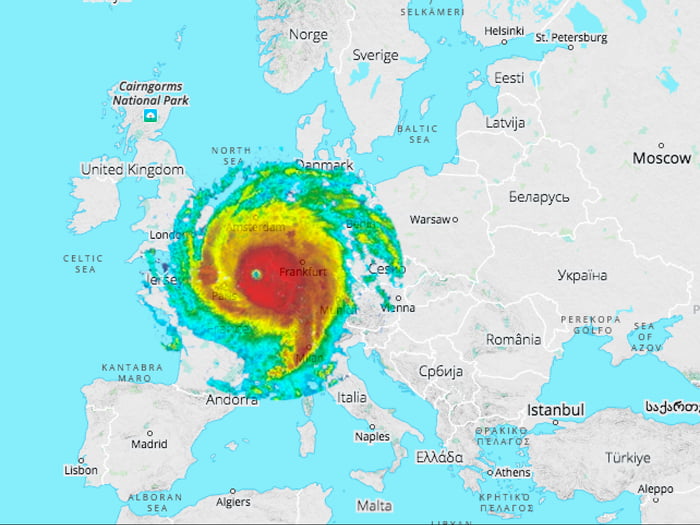 Hurricane Irma if it would have passed over Europe