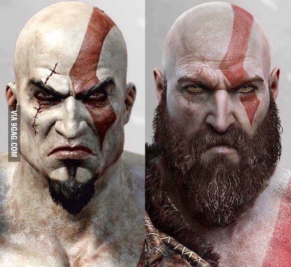 Which kratos do you prefer ? (I prefer the bearded Kratos) 9GAG