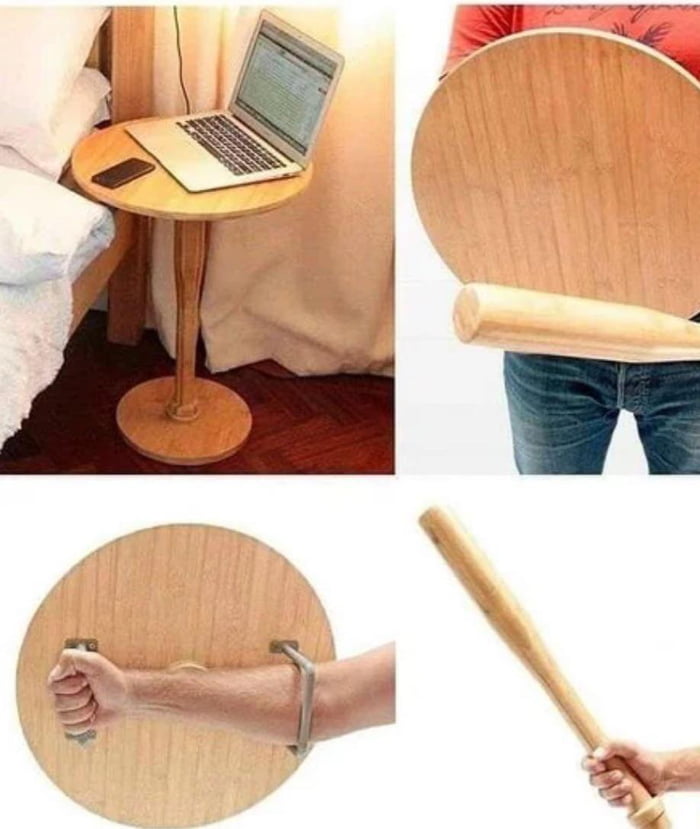 This nightstand turns into a shield and bat for self defence 9GAG